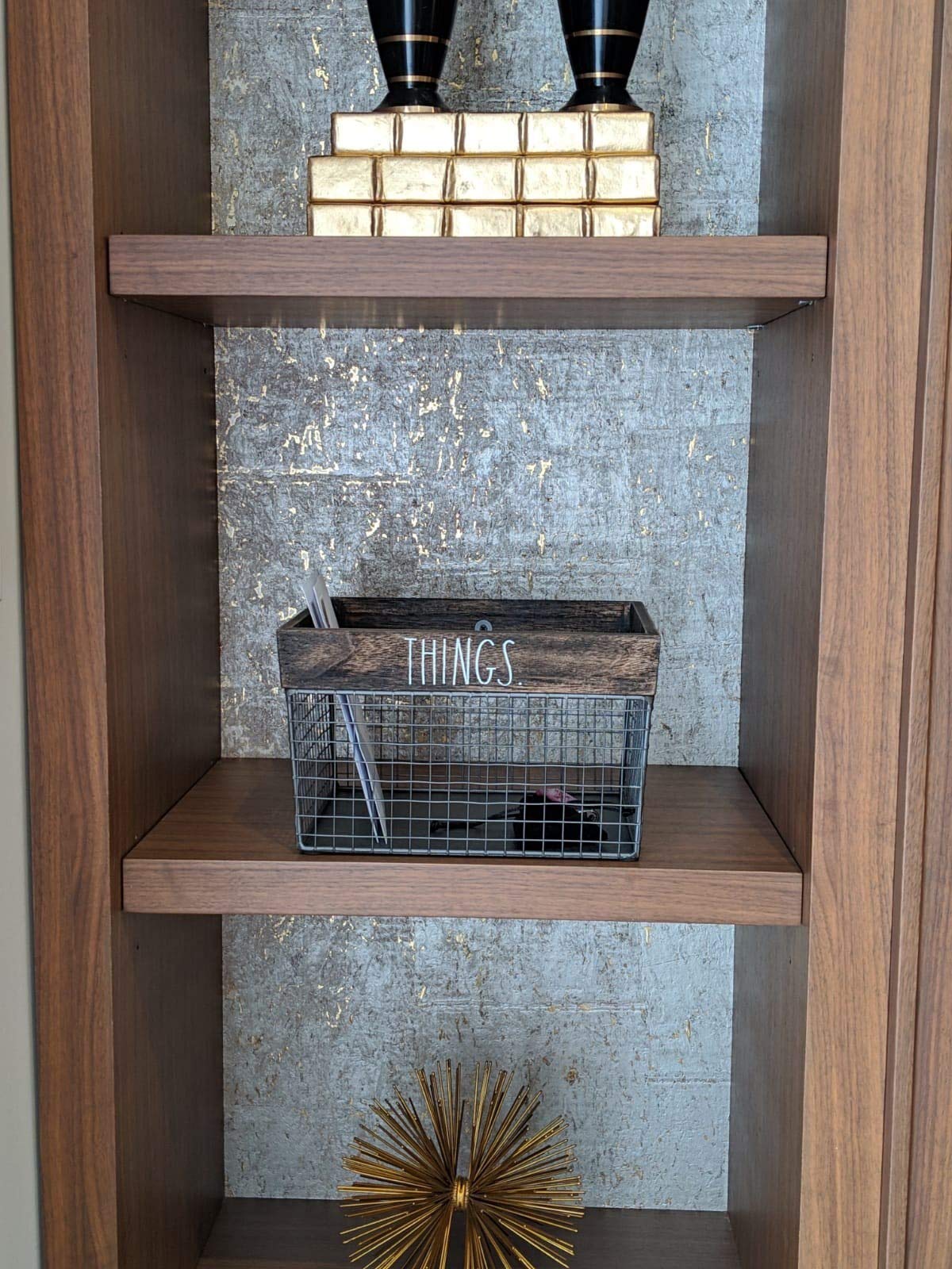 Rae Dunn by Designstyles Wire Storage Basket - Metal and Solid Wood Organizer - Decorative Folder Bin - for Office, Bedroom, Living Room, Closet…