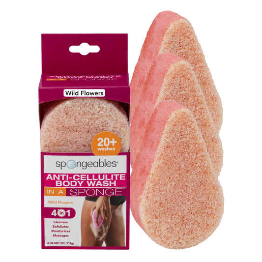 Spongeables Anti Cellulite Body Wash in a 20+ Wash Sponge, Wild Flower, 3 Count Beauty and Personal Care Spongeables
