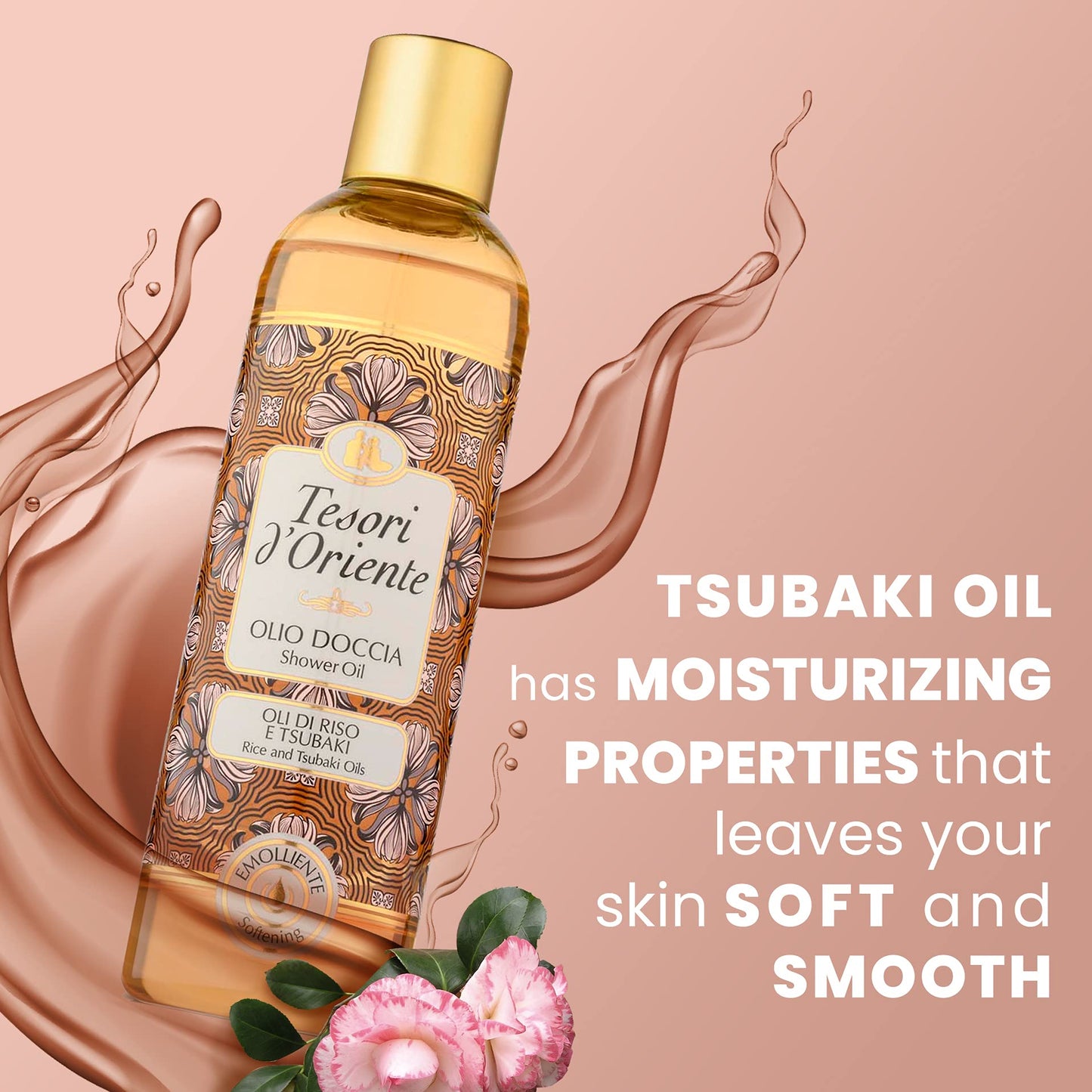 Tesori d'Oriente Bath Oil, Shower Oil Body Wash, Cleansing Oil for Women, with Rice & Tsubaki Oil-8.45 fl oz [Made in Italy]-(Rice & Tsubaki Oil) Beauty and Personal Care Tesori d'Oriente