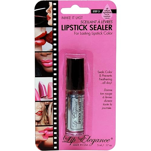 Lip Elegance Lipstick Sealer - Long Lasting Lipstick Sealer with Brush Applicator - Waterproof, Smudge Proof, Oilproof - All Day Liplock Effect 0.17