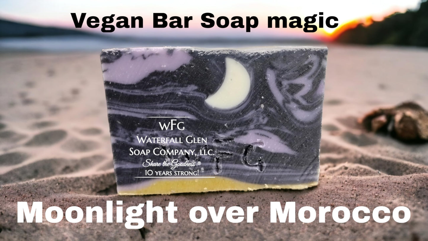 WFG WATERFALL GLEN SOAP COMPANY, LLC, Moonlight over Morocco bath soap, spiced wood aroma, vegan soap