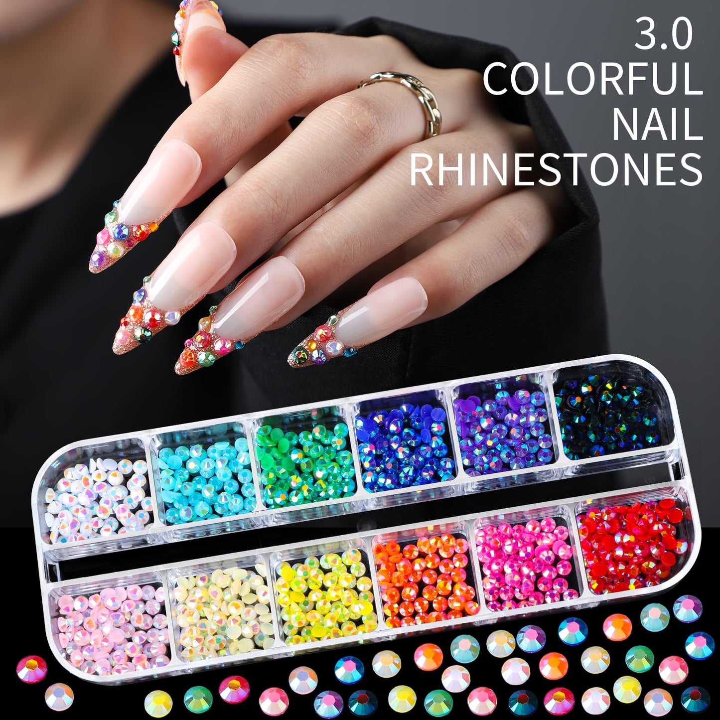 Teenitor Nail Charms Nail Gems with 15 Sheets Gold Nail Stickers, 6 Boxes of Rhinestones for Nails Art Tools, 3D Nail Decals Pearls for Nails Beauty and Personal Care Teenitor