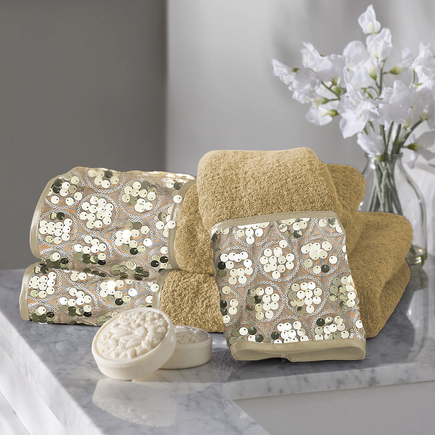 Popular Bath Bath Towels, Sinatra Collection, 3-Piece Set, Champagne
