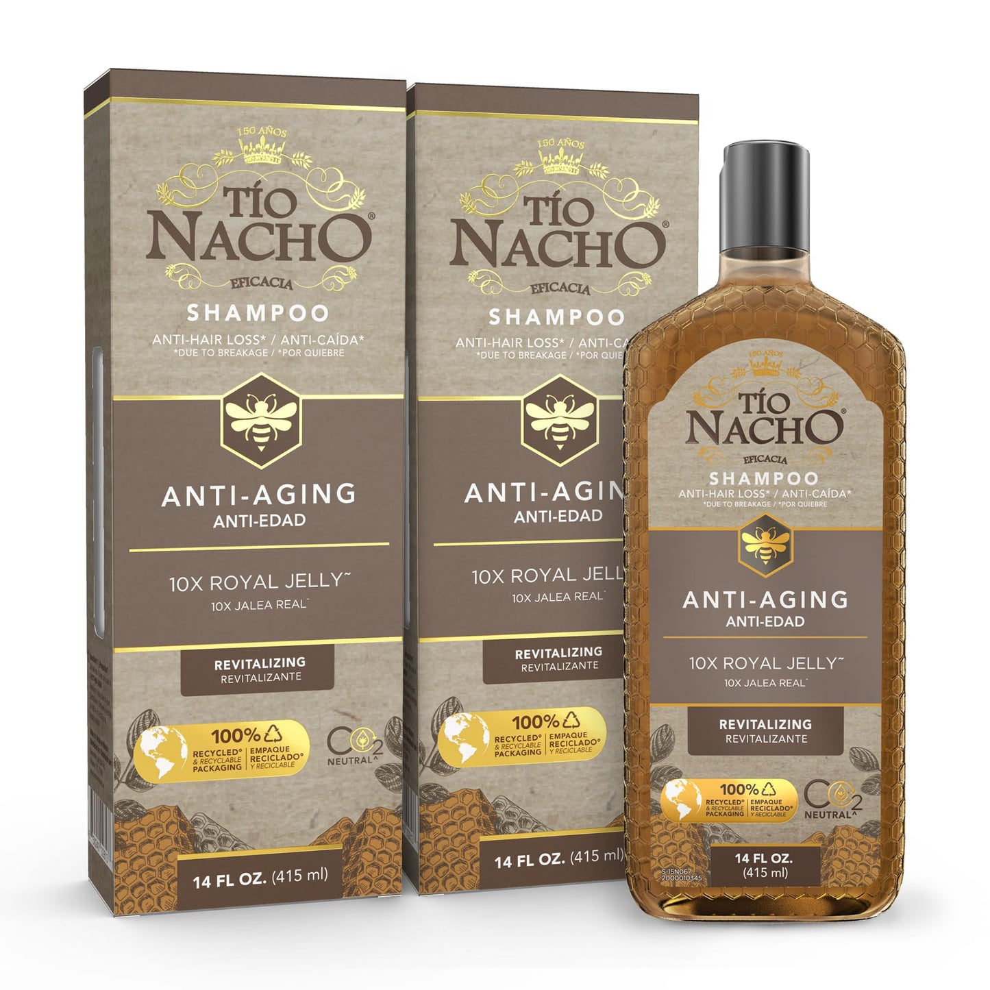 Tio Nacho Anti-Aging Shampoo with Royal Jelly, Shampoo for Aging Hair for Women and Men, Strengthening Formula to Help Defy Damage and Fortify Fragile