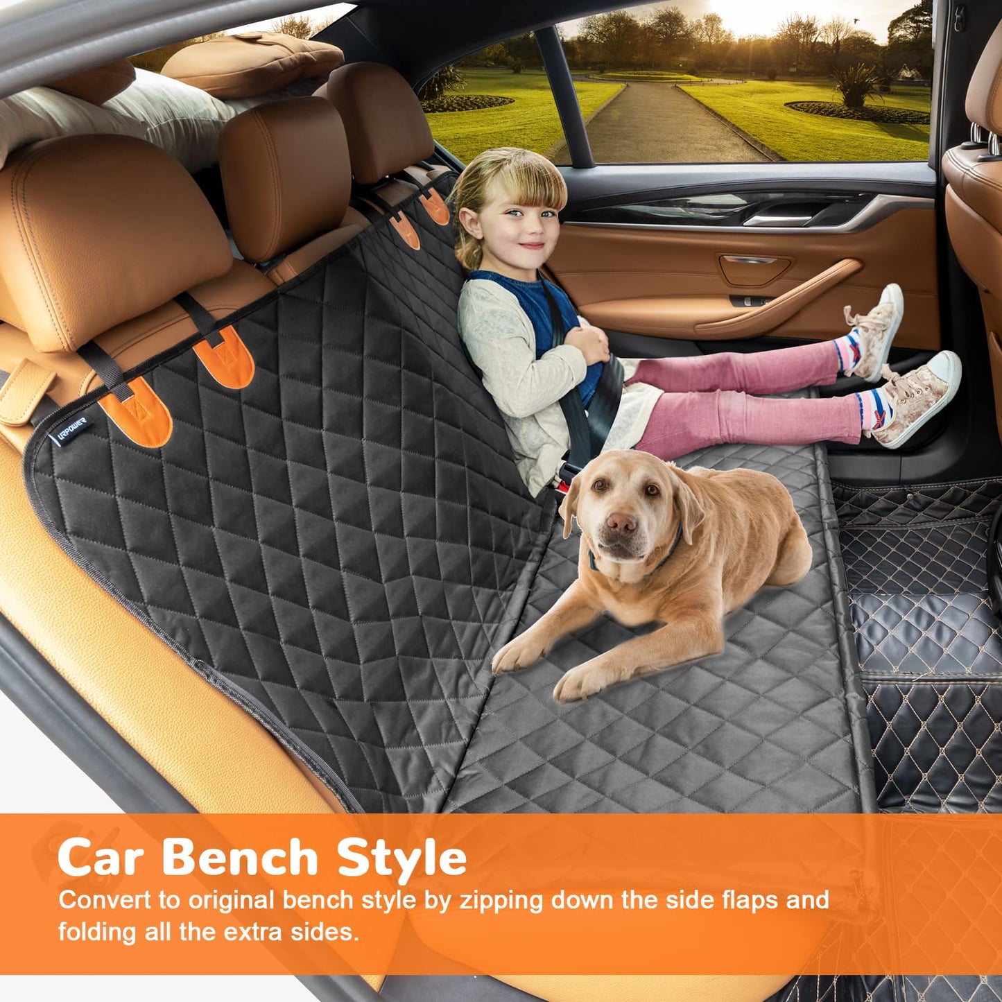 URPOWER 100% Waterproof Dog Car Seat Cover Hammock – Heavy Duty, Nonslip, Scratchproof Back Seat Protector for Cars, Trucks & SUVs