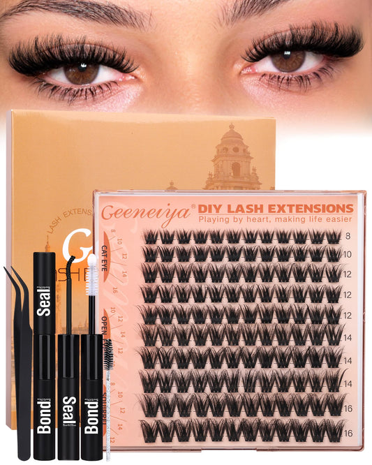 Geeneiya Fluffy Lash Clusters Kit Wispy Eyelash Clusters Kit, 8-16MM Natural Lashes Clusters Kit, C Curl Cluster Eyelash Extensions, DIY Lash Beauty and Personal Care Geeneiya Default Title