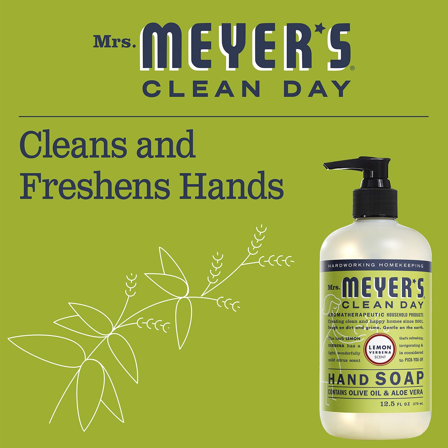 Mrs. Meyers Liquid Hand Soap Lemon Verbena, 12.5 oz (Pack of 2)