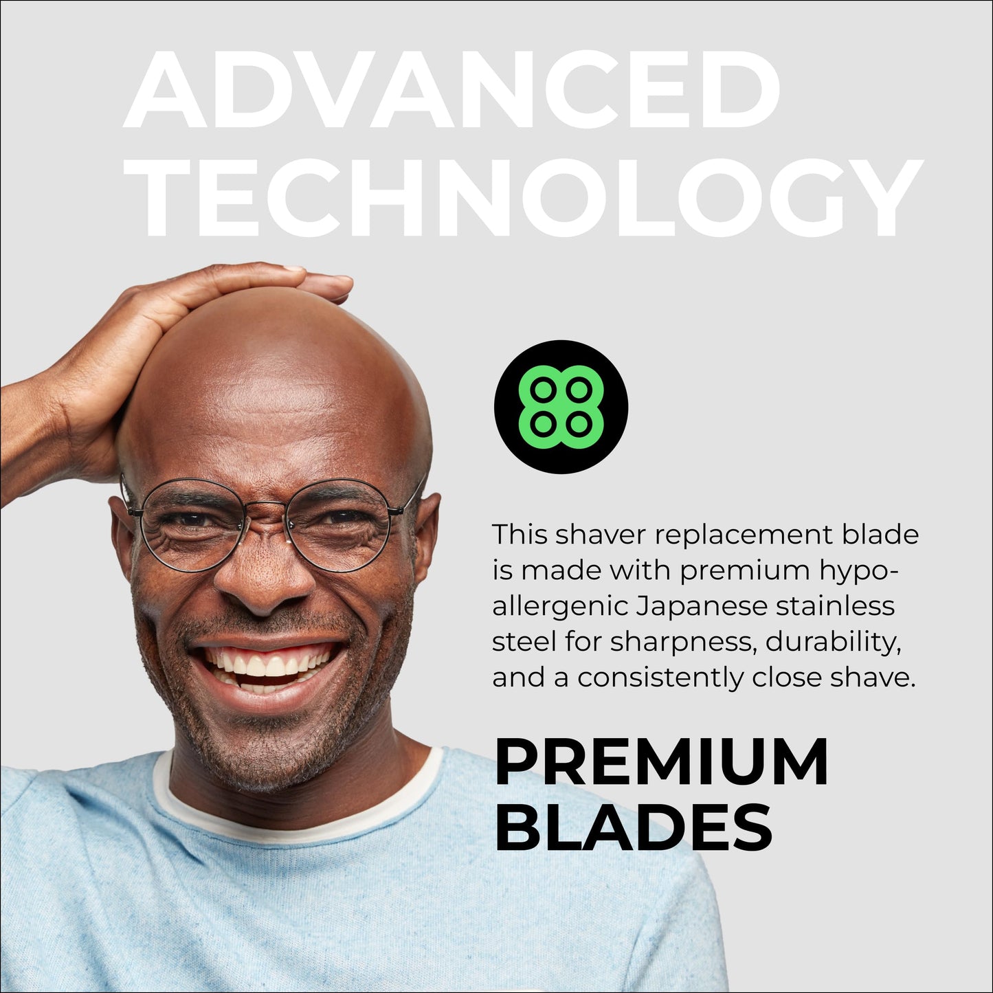 Skull Shaver Forte PRO 4 Head Replacement Blade - Shaver Blade for Wet & Dry Shaving - Rotary Heads Design - Japanese Stainless Steel - Compatible Beauty and Personal Care Skull Shaver
