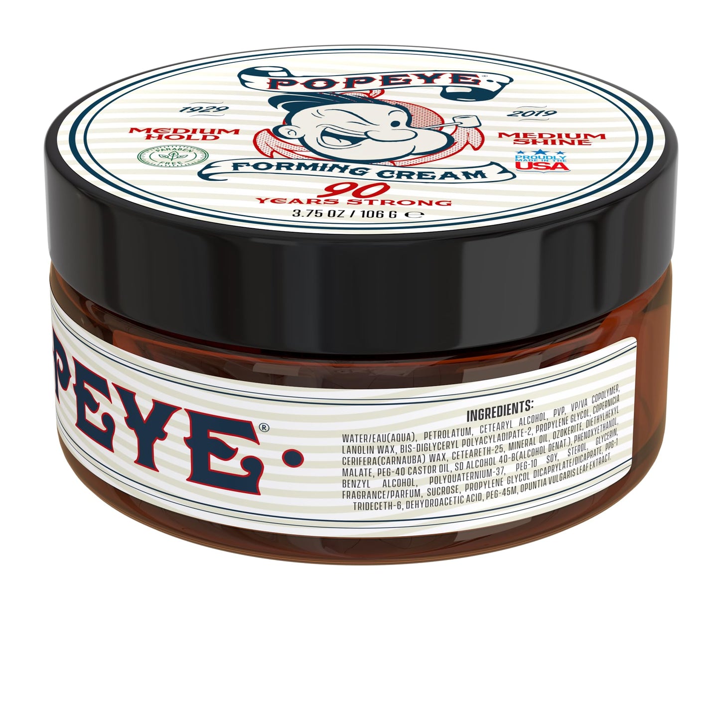 Razor MD Popeye Shaving Co Hair Styling Forming Cream for Men, Medium Hold and Medium Shine Styling Cream, Men's Hair Grooming Products for Short