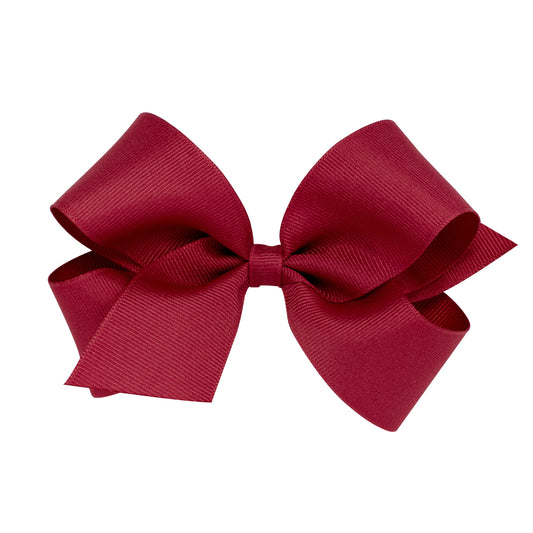 Wee Ones Girls' Plain Wrap Classic Grosgrain Hair Bows on a WeeStay No-Slip Hair Clip, Handmade, Medium, Cranberry