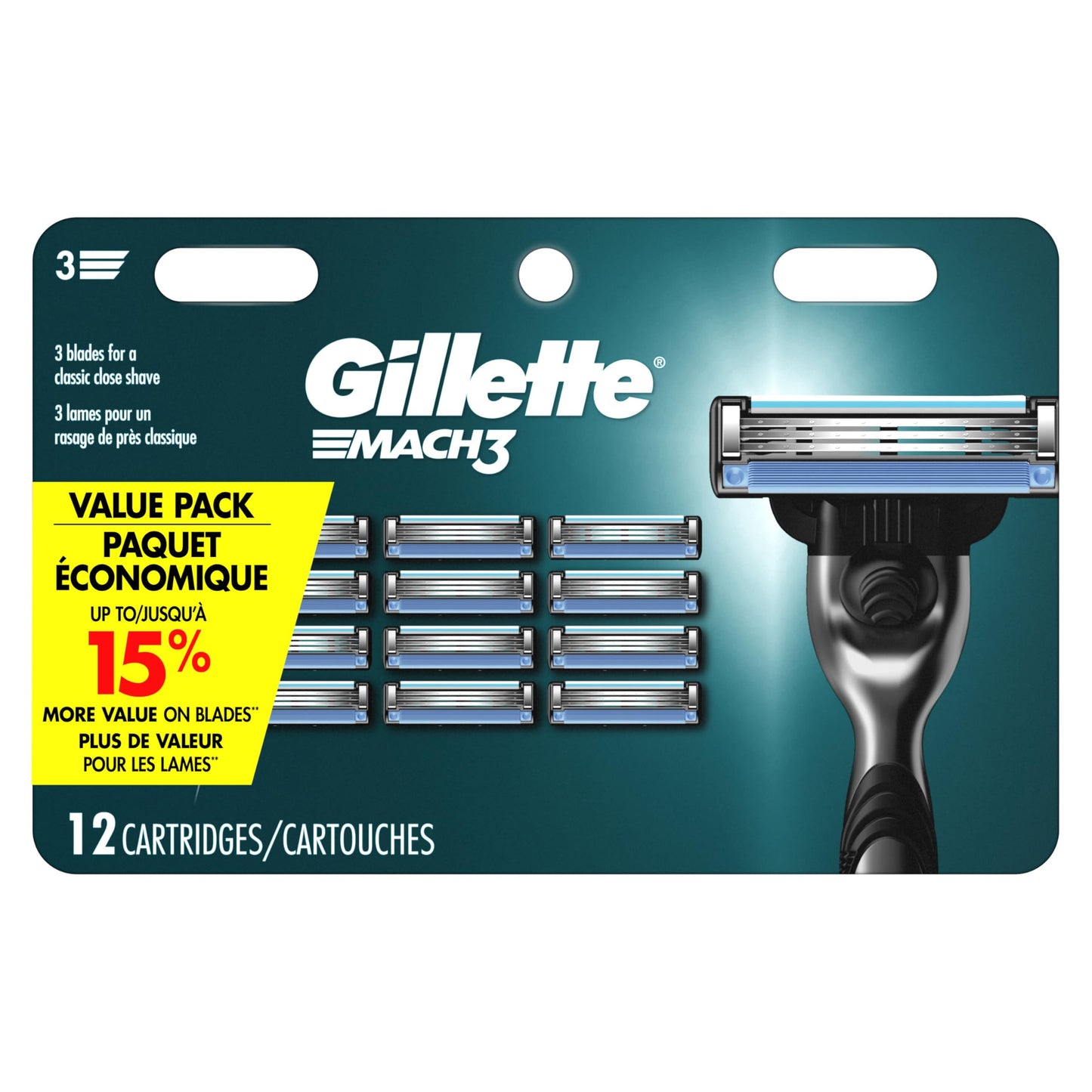 Gillette Mach 3 Razor Refils 12 pack Beauty and Personal Care Gillette Default Title