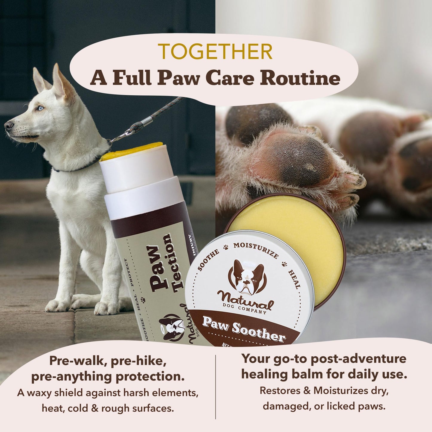 Natural Dog Company Paw Soother Balm Stick 0.15 oz – Organic, Lick-Safe Moisturizer for Dry Cracked Paws – Winter Healing & Soothing Relief