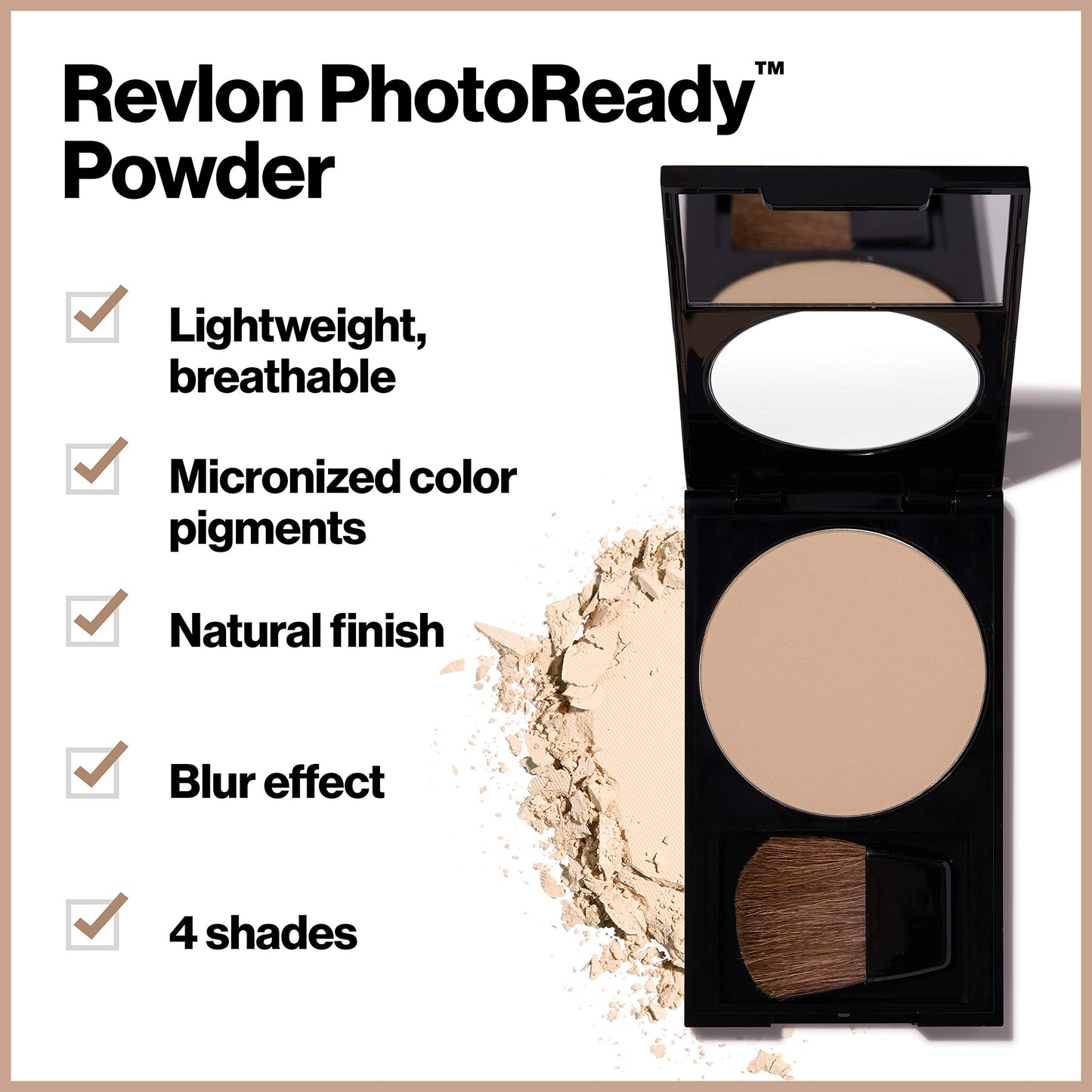 Revlon PhotoReady Blurring Face Powder Makeup, Longwear, Light-Medium Coverage, Stocking Stuffer for Her, Shine & Oil-Free, 030 Medium Deep, 0.25 oz