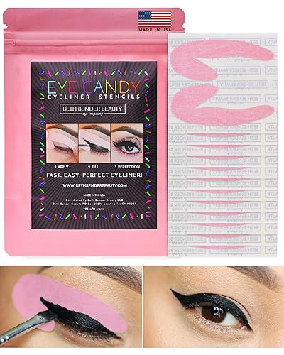 Eyeliner Stencils by Beth Bender - Reusable Winged and Cat Eye Stencil Tool - Made in USA (24 Pack)
