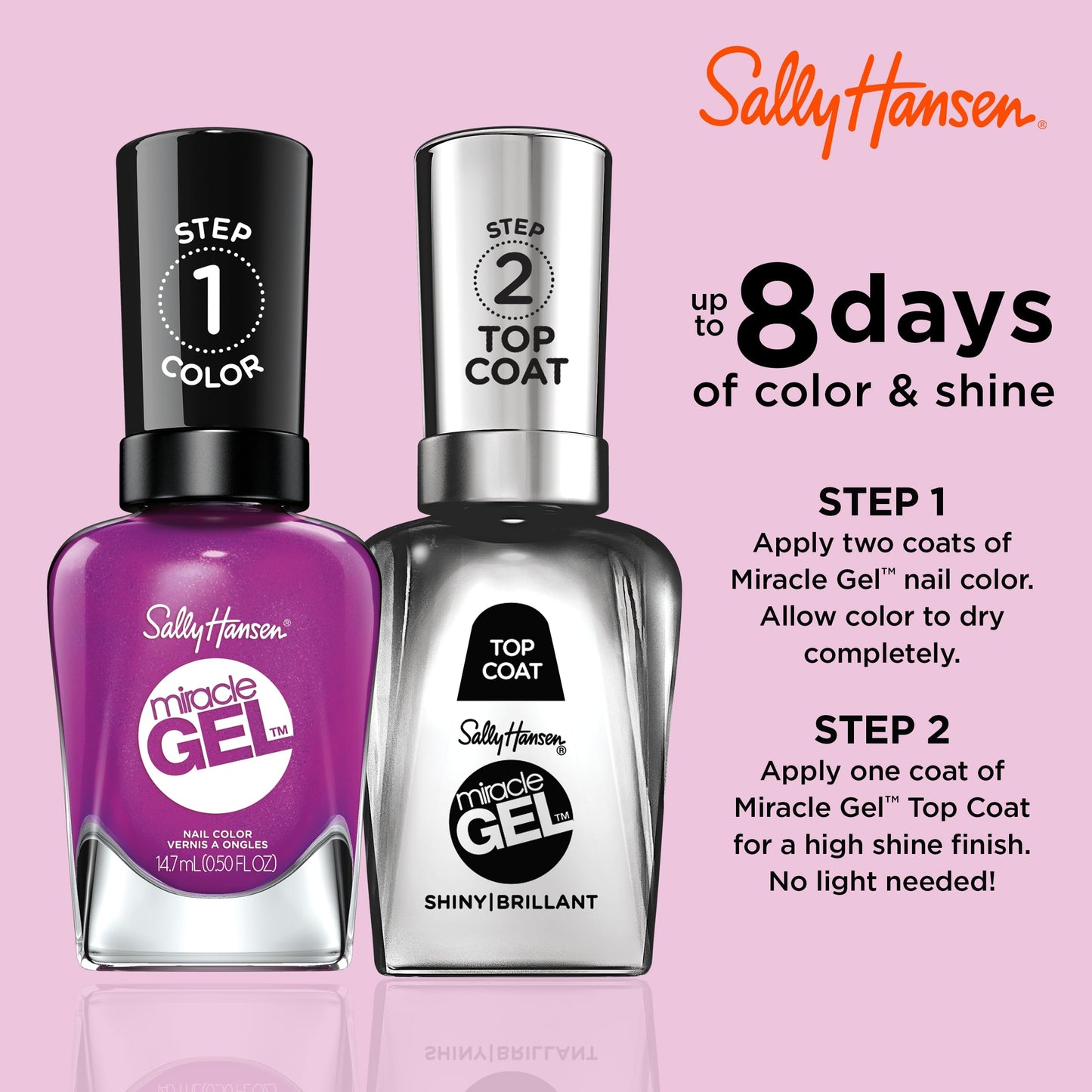 Sally Hansen Miracle Gel Salon Quality Nail Polish | Gel-Like Formula, Two-Step System, No UV Light Needed, Long Lasting | Glittery | 865 No Beauty and Personal Care Sally Hansen