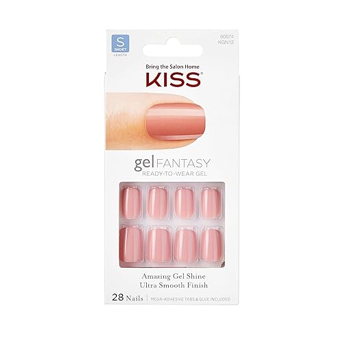Kiss Nails GEL FANTASY Short Design Nails w/Adhesive Tabs & Glue (KGN12-RIBBONS) (1 PACK)