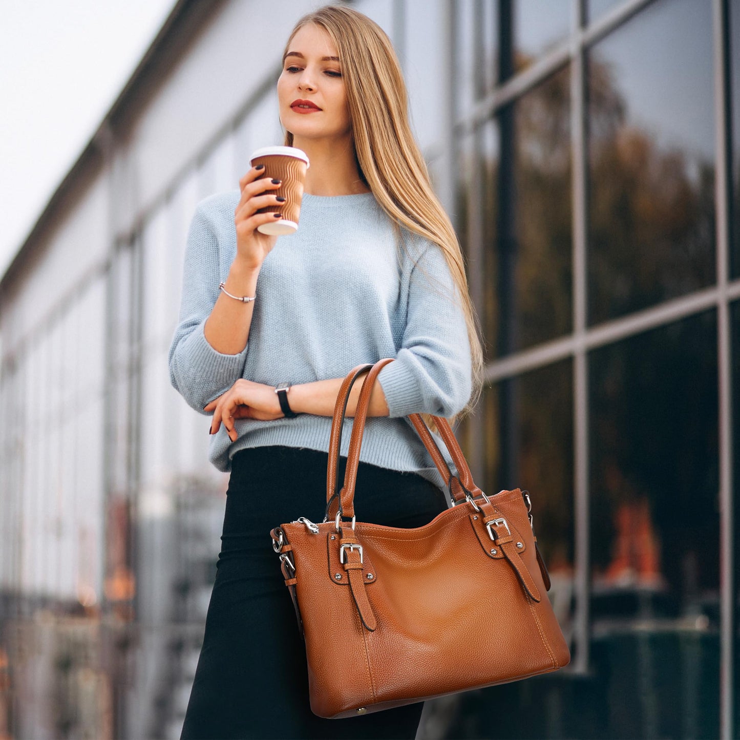 HESHE Genuine Leather Purses and Handbags for Women Tote Shoulder Bag Satchel Purse Top Handle Bags Hobo Crossbody