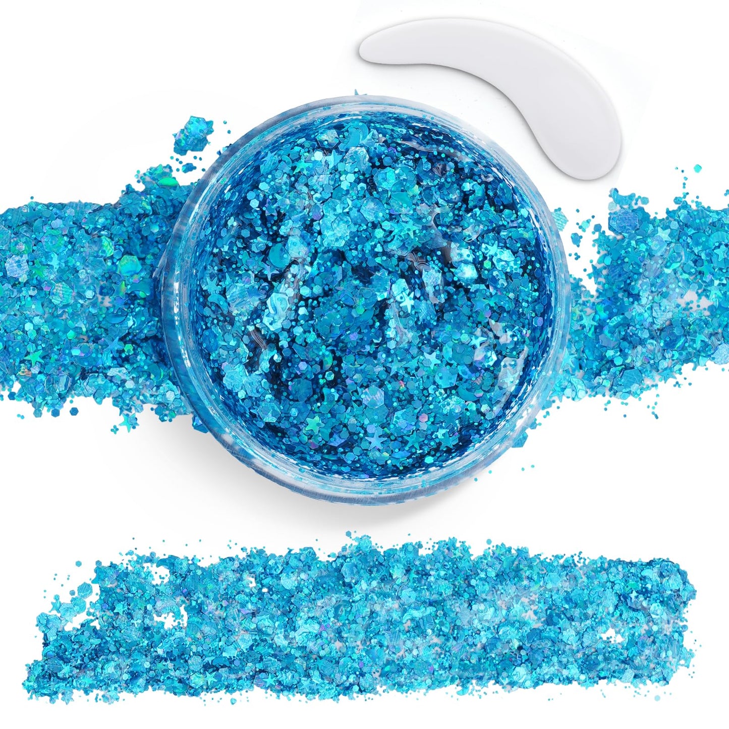 Blue Face Body Glitter,Mermaid Sequins Makeup Glitters Face Paint, Chunky Sparkling Glitter Gel for Women,Holographic Chunky Sequins Glitters for Eye