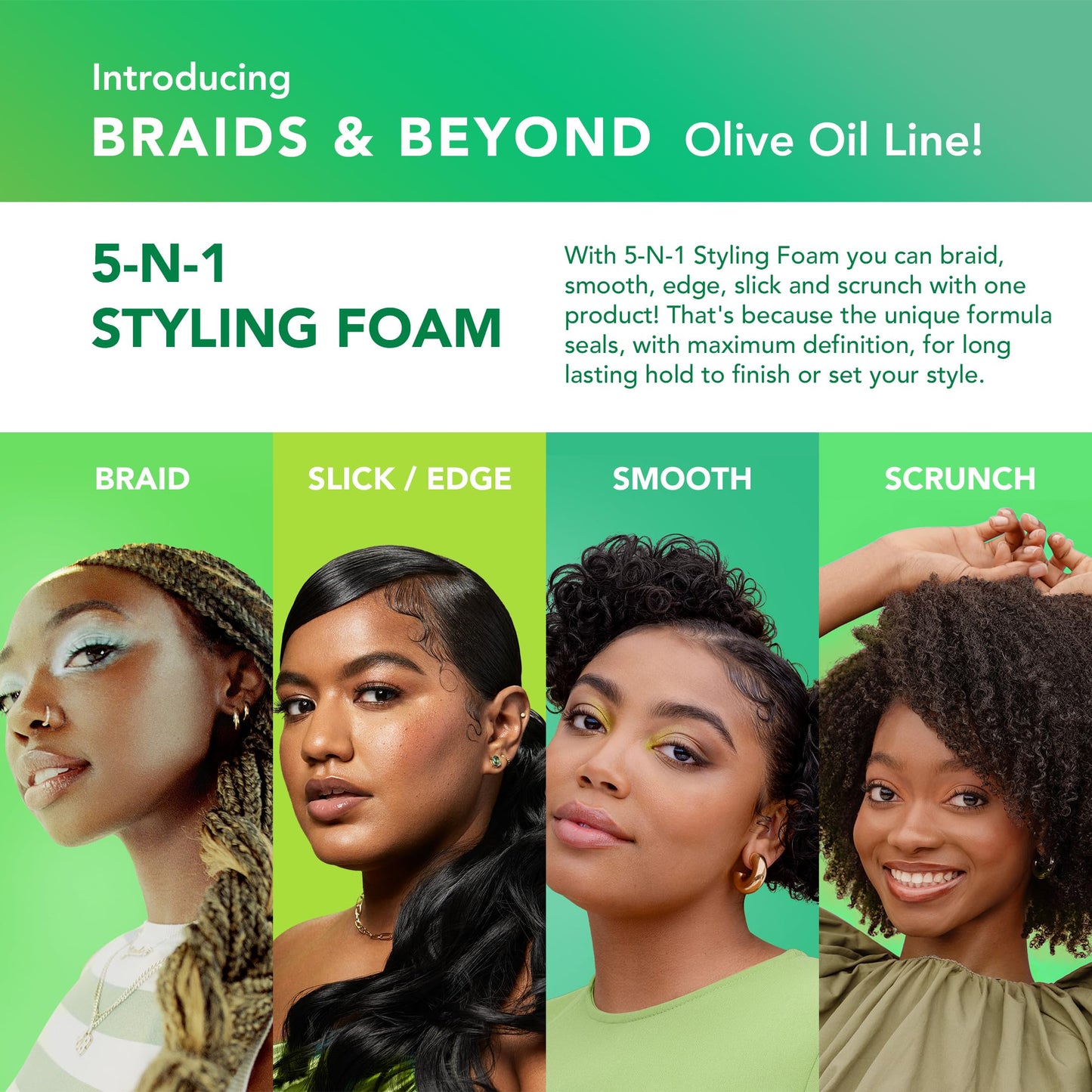 Eco Style Braids & Beyond 5-N-1 Styling Foam, Moisturizes & Seals