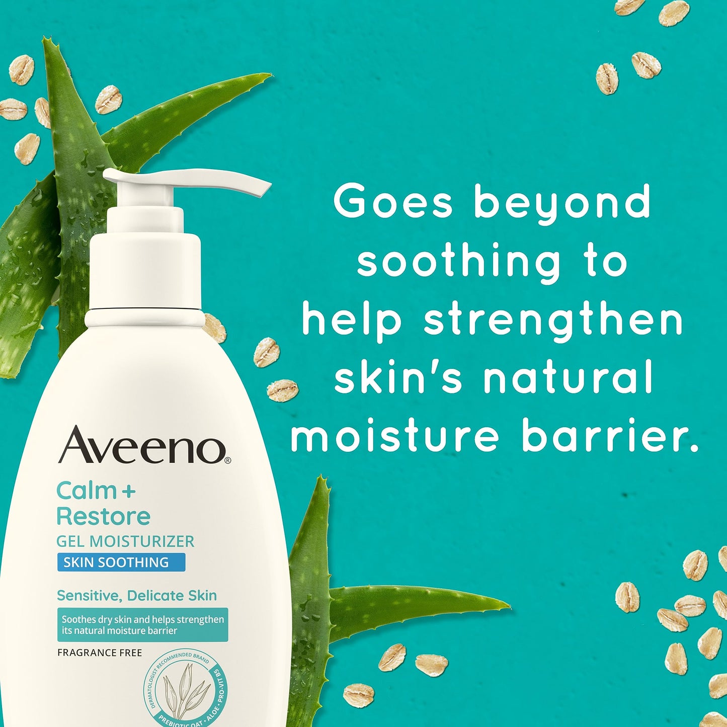 Aveeno Calm + Restore Body Moisturizer Gel for Sensitive Skin, Lightweight Moisturizer to Help Heal Dry Skin with Aloe Vera, Prebiotic Oat