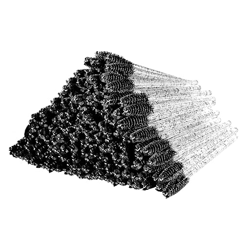 300 Pcs Disposable Crystal Mascara Wand Eyelash Brush Applicator Eyebrow Brush for EyeLash Extension Supplies (Black)