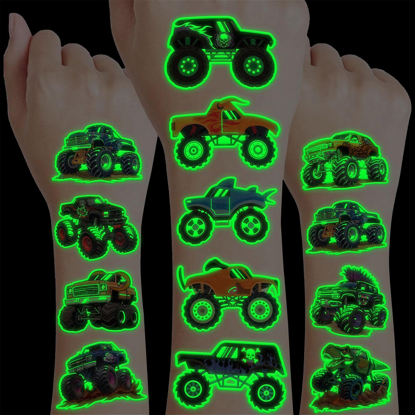 96 PCS Monster Truck Pre-Cut Luminous Glow in the dark Temporary Tattoos Beauty and Personal Care 91TATTOOS Default Title