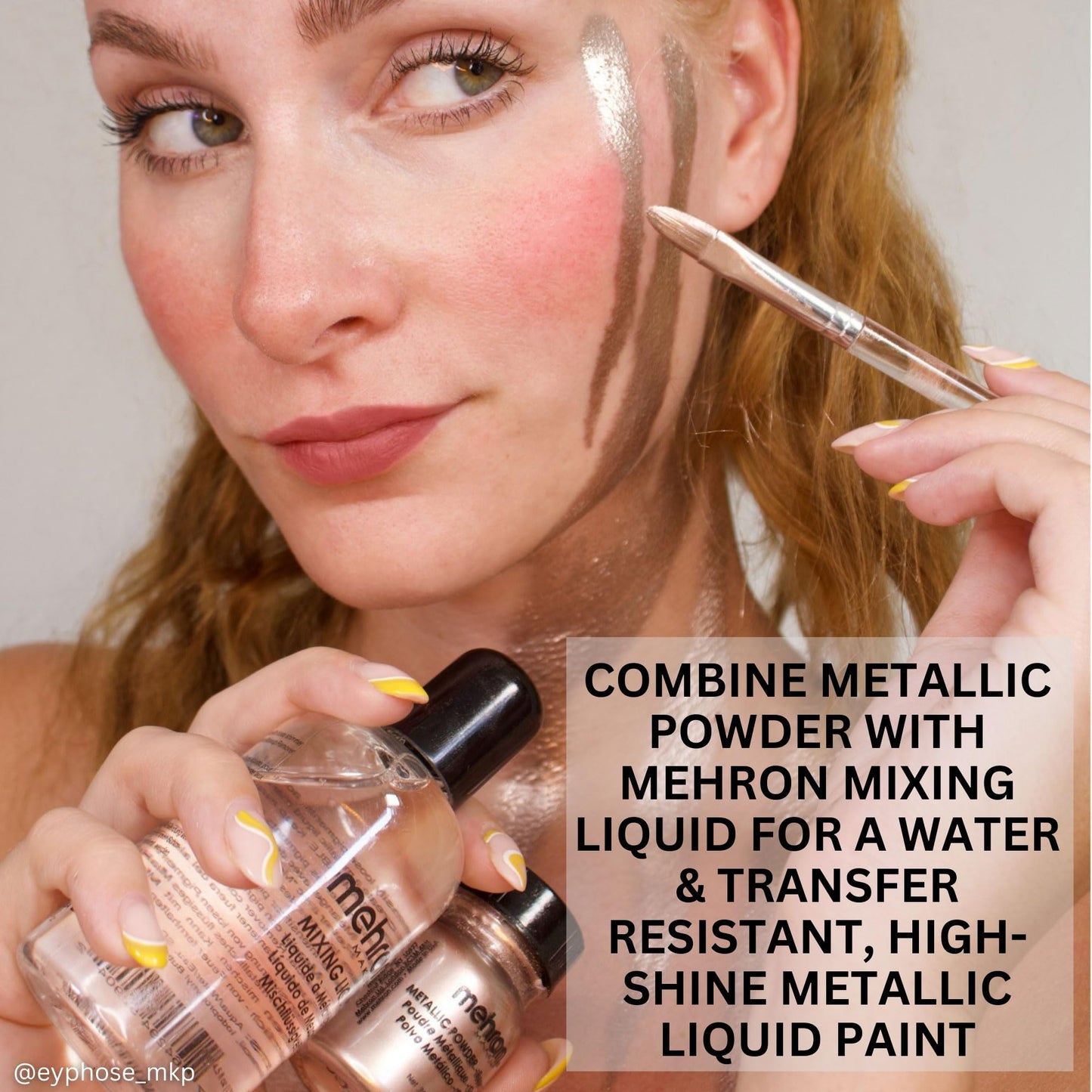 Mehron Makeup Metallic Powder | Metallic Chrome Powder Pigment for Face & Body Paint, Eyeshadow, and Eyeliner .75 oz (21 g) (Bronze)