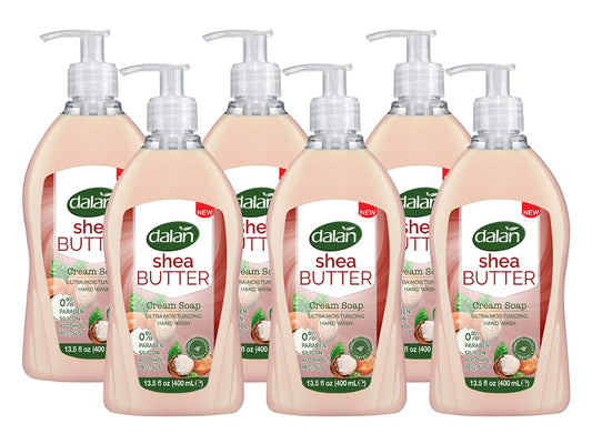 Dalan Shea Butter Cream Ultra Moisturizing Liquid Hand Soap for Normal and Dry Hands Fresh Clean and Soft Feeling (13.5 Fl Oz / 400 mL (Pack of 6))