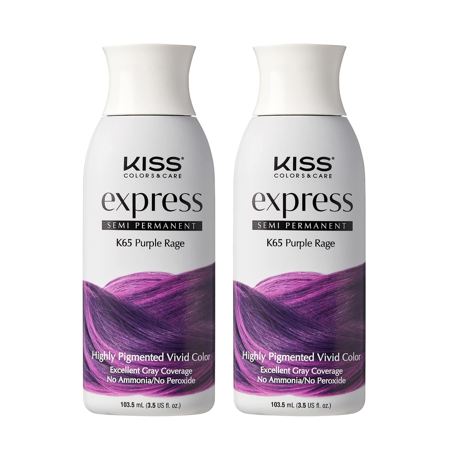 Kiss Express Semi-Permanent Hair Color - Vivid, Highly Pigmented Dye for Vibrant Hair, Gentle Formula, Gray Coverage, pH Balanced, 23 Intermixable