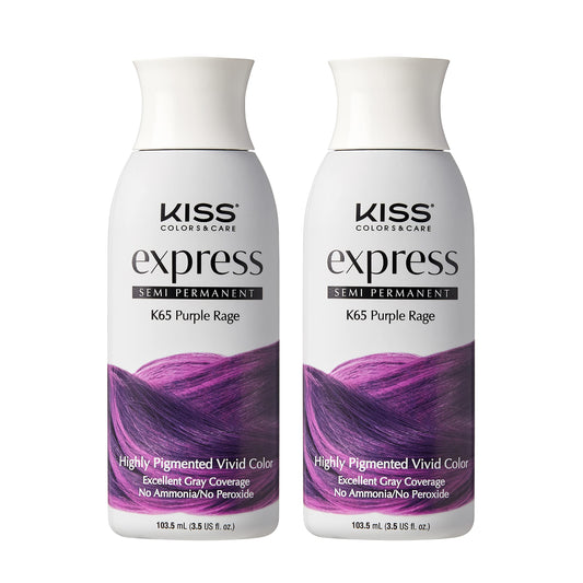 Kiss Express Semi-Permanent Hair Color - Vivid, Highly Pigmented Dye for Vibrant Hair, Gentle Formula, Gray Coverage, pH Balanced, 23 Intermixable