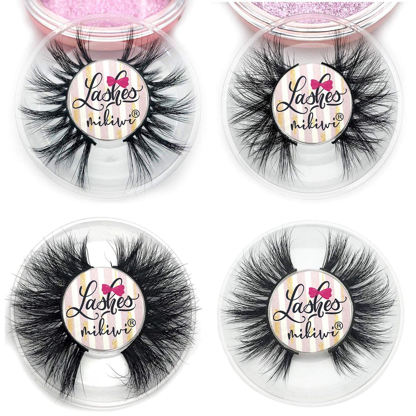 Mikiwi 3D Mink Lashes, 4 Styles Mink Eyelashes, Dramatic Eyelashes, Strip Lashes, 5D Mink Lashes, Pack-4