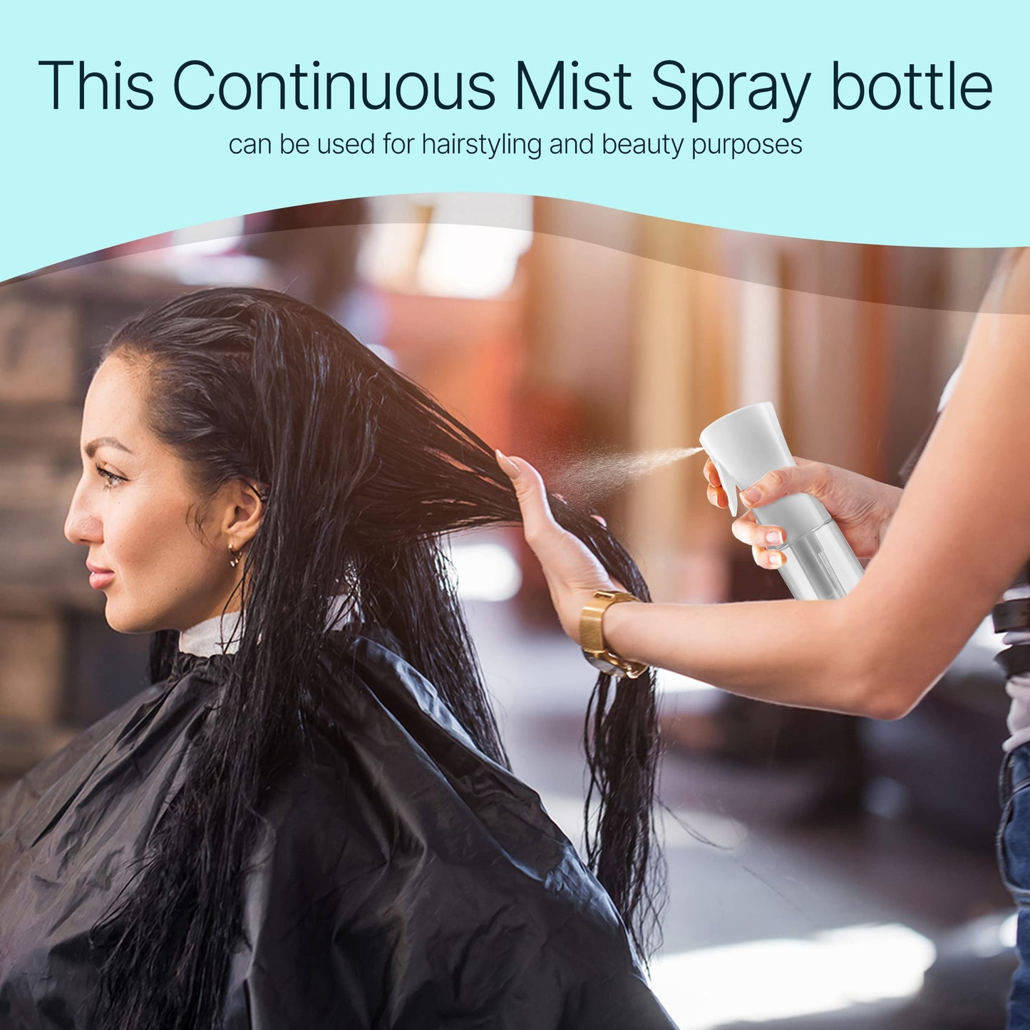 BeautifyBeauties Continuous Spray Bottle – 10.1oz Fine Mist for Hair, Cleaning, Plants, Pets, Salons & Essential Oils