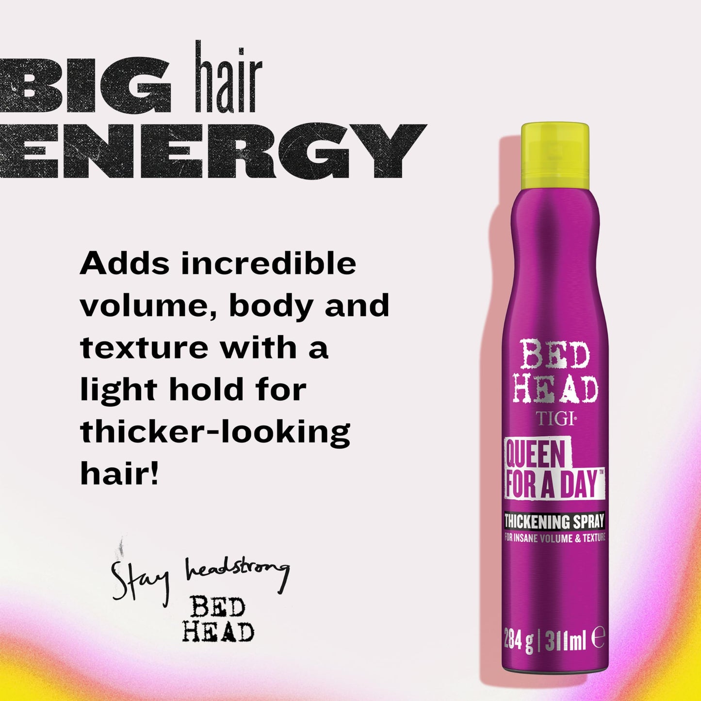 TIGI Bed Head Volumizing Hair Spray, Queen For A Day, for Thickening and Texturizing Fine Hair, 10.5 oz