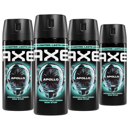 AXE Body Spray 4 Count Apollo 48 Hour All Over Fresh Aluminum Free 2.9 oz Beauty and Personal Care AXE