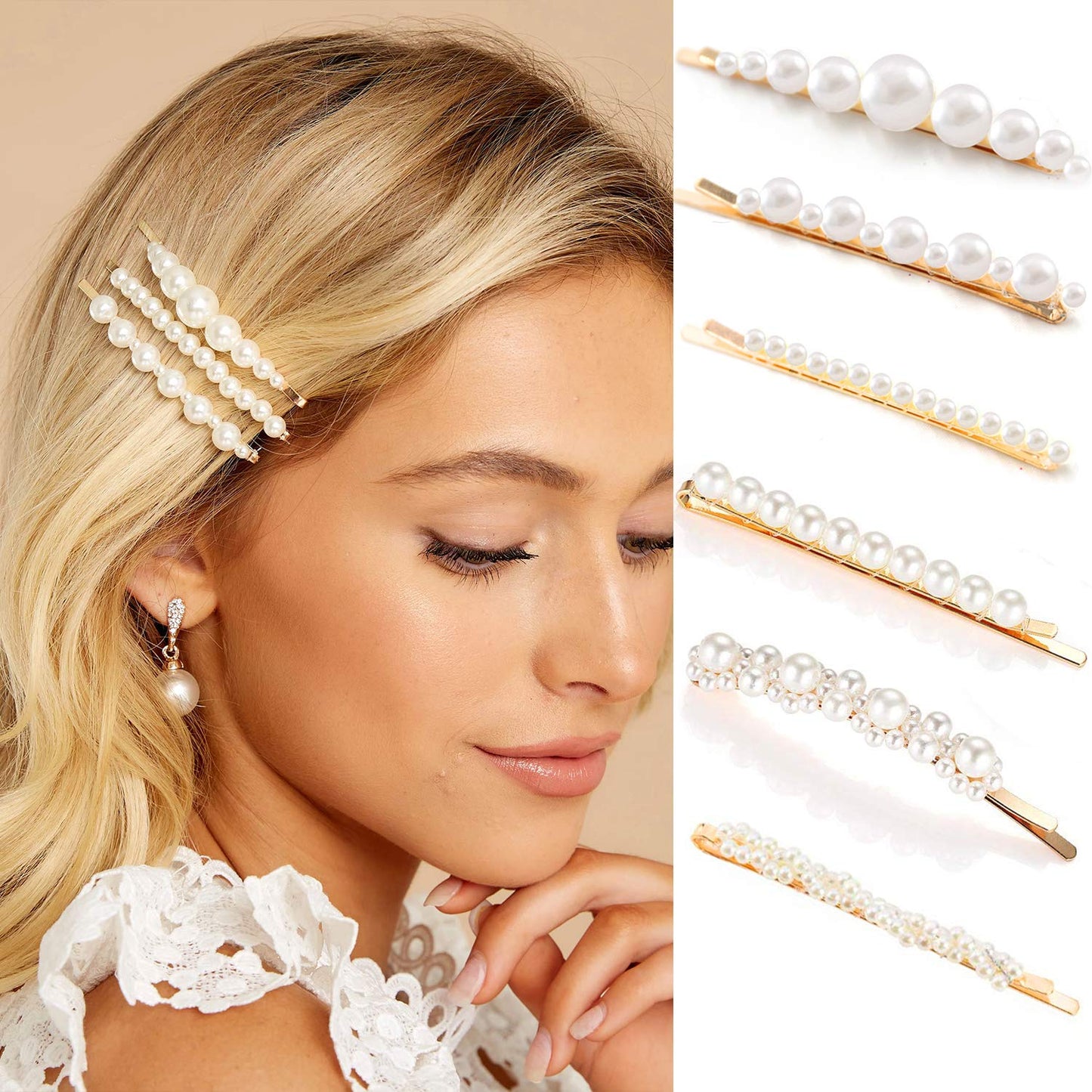 Gold pearl bobby pins Women Girls Valentines Mother’s Day Hair Clip Barrettes Decorative accessories Bridal Wedding Birthday Prom Xmas holiday Party