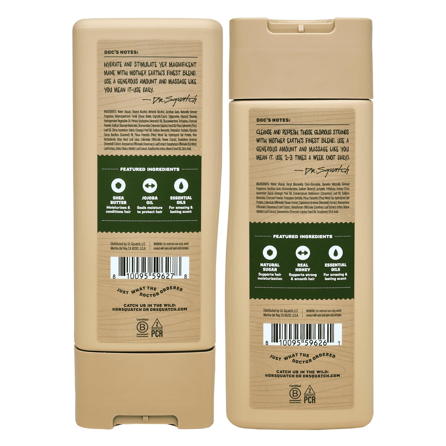 Dr. Squatch Men's Natural Shampoo and Conditioner Set - Sulfate & Paraben Free Natural Shampoo and Conditioner for Men - Scalp Nourishing Formula
