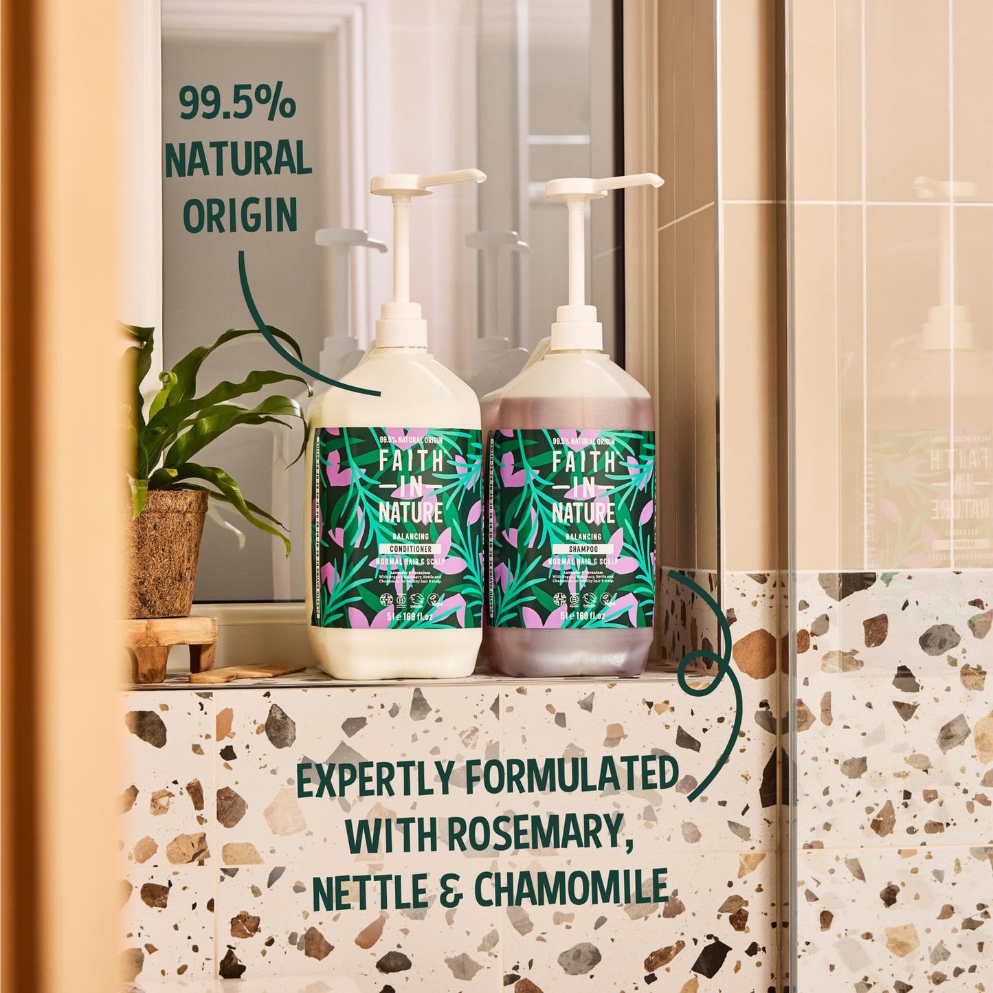 Faith In Nature Natural Shampoo & Conditioner Set - Vegan & Cruelty Free, No SLS or Parabens - 2 x 169 fl oz Value Bundle Pack, Lavender & Geranium