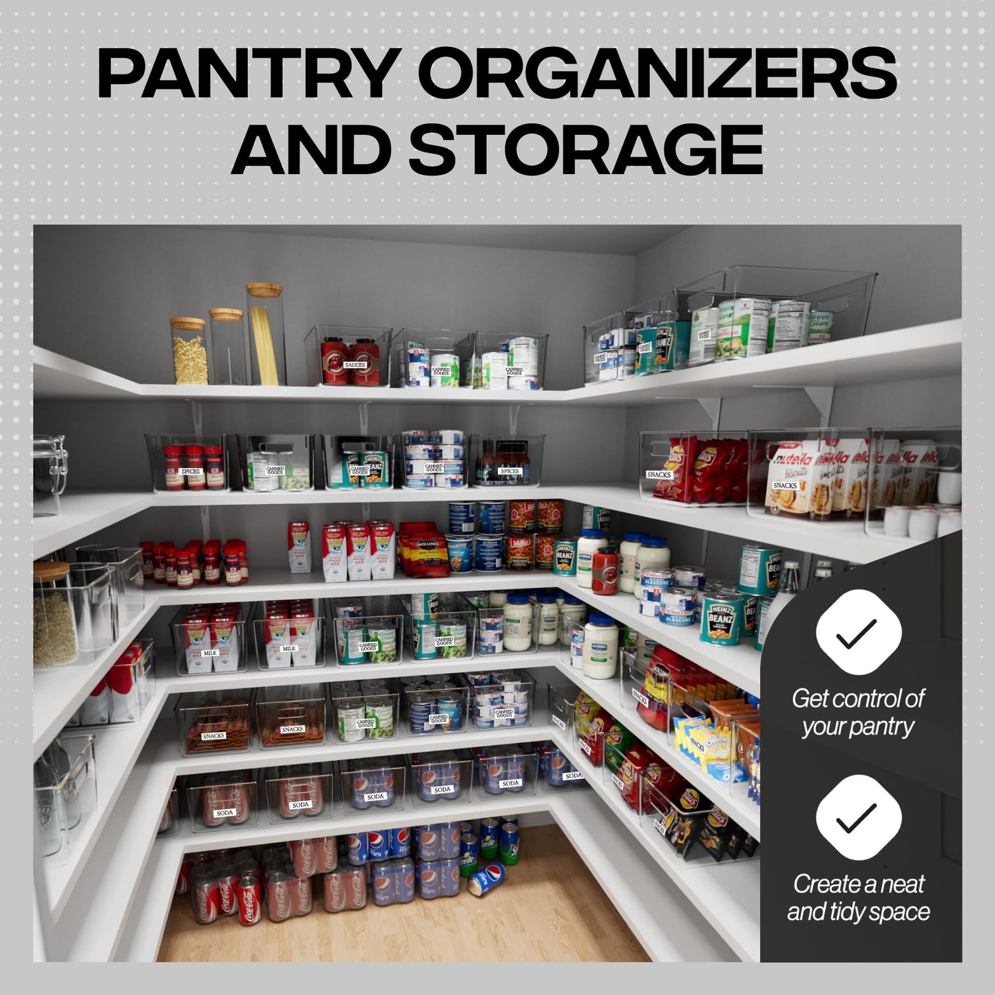 ClearSpace Clear Plastic Storage Bins – Pantry & Cabinet Organizers for Kitchen, Laundry, Office, Closet, Garage & Freezer