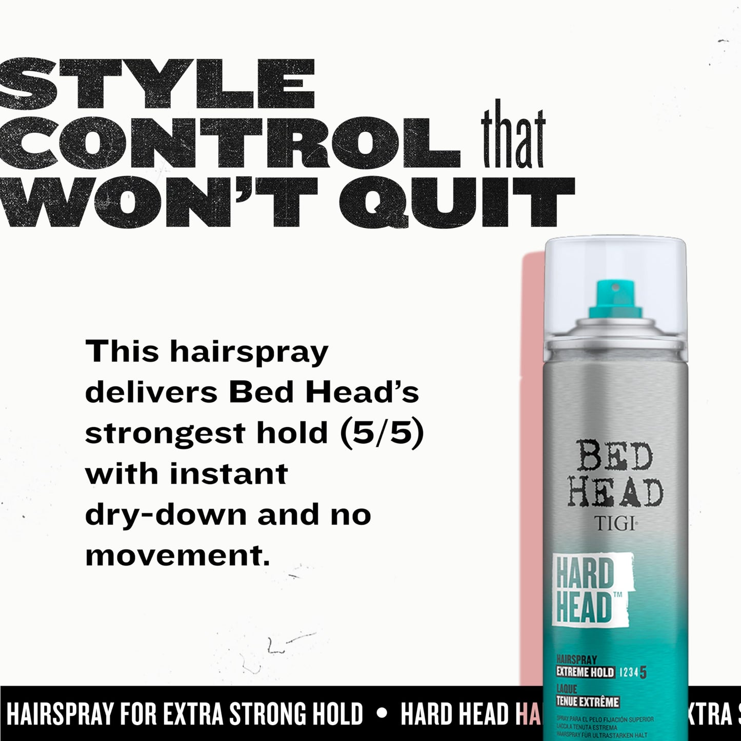 TIGI Bed Head Hard Head Hair Spray - Extra Strong Hold for All Day Style and All Hair Types, 11.7 oz