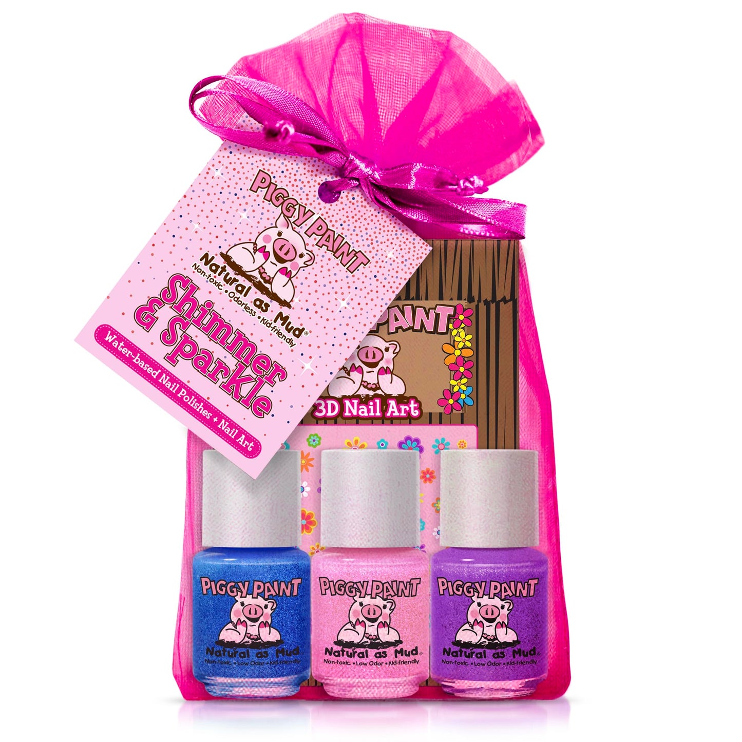 Piggy Paint | 100% Non-Toxic Girls Nail Polish | Safe, Cruelty-free, Vegan, & Low Odor for Kids | Shimmer & Sparkle (3 Polish + Nail Art Gift Set) Beauty & Personal Care Piggy Paint