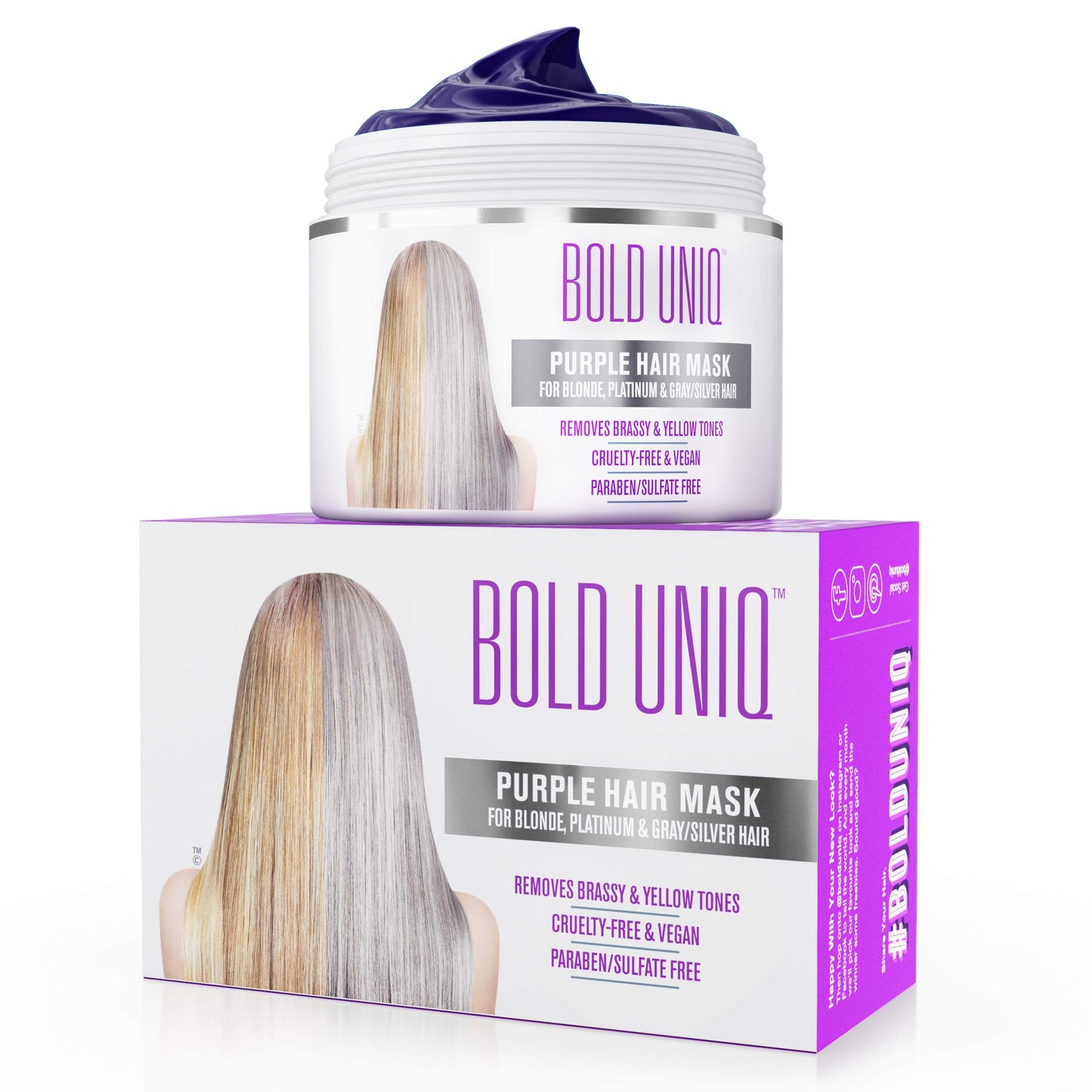 Bold Uniq Purple Hair Mask - Toner For Blonde, Platinum, Bleached, Silver, Gray, Ash & Brassy Hair - Remove Yellow Tones & Condition Dry, Damaged Hair Beauty and Personal Care BOLD UNIQ
