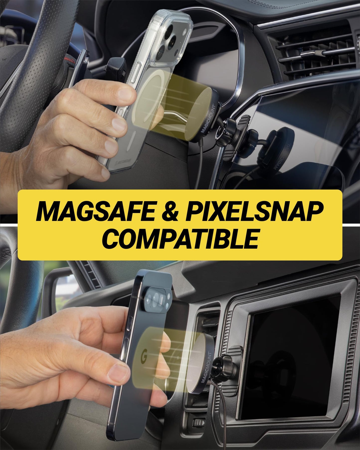 Scosche MPQTRDV Qi2 MagSafe Car Mount Charger 25W Fast Wireless Charging Phone Holder for Vent or Dashboard, Magnetic Cell Phone Mount Compatible…