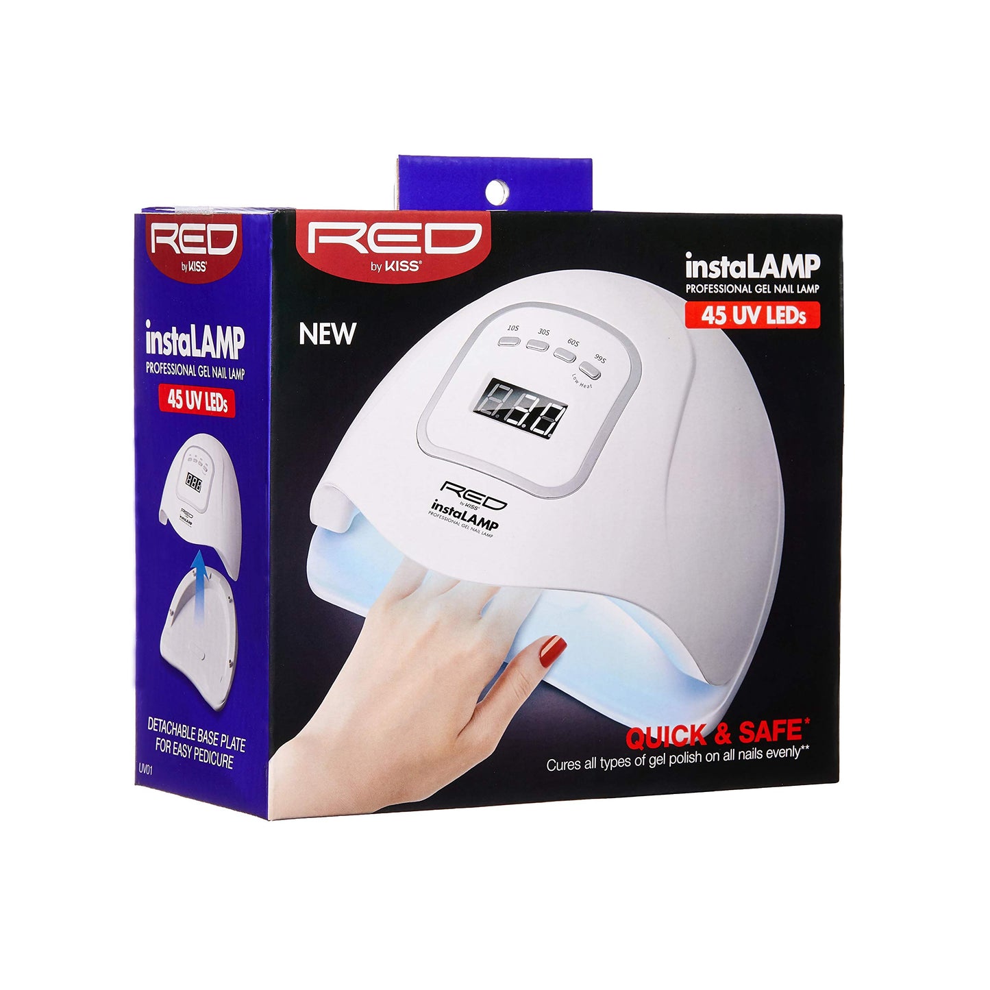 Red by Kiss instaLAMP Professional Gel Nail Lamp 45 UV LEDs with 4 Timers Beauty & Personal Care Red by Kiss