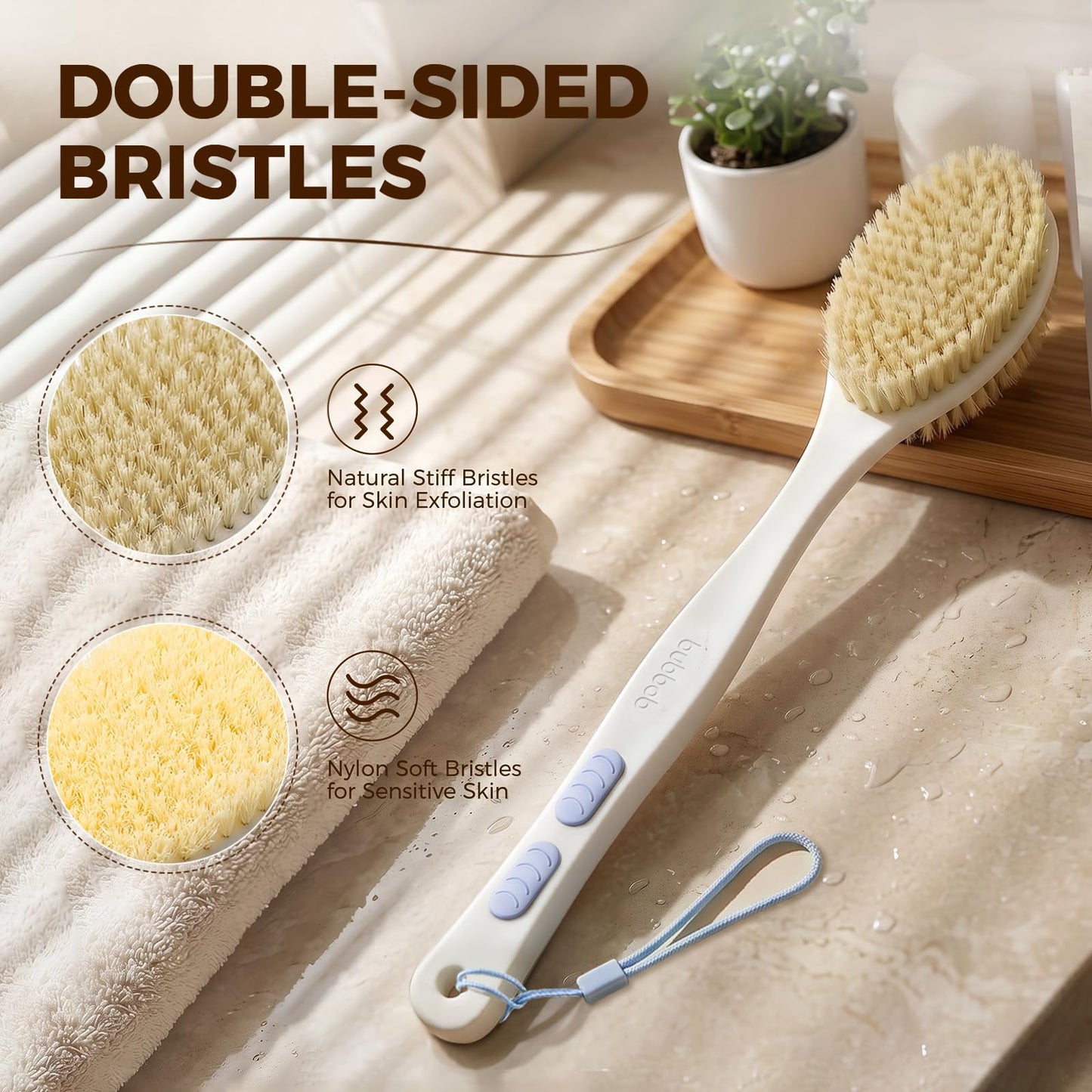 Bubbob Back Scrubber, Back Scrubber for Shower, Bath Brush Long Handle for Shower with Double Sided Bristles for Wet or Dry Brushing (Red) Beauty and Personal Care Bubbob