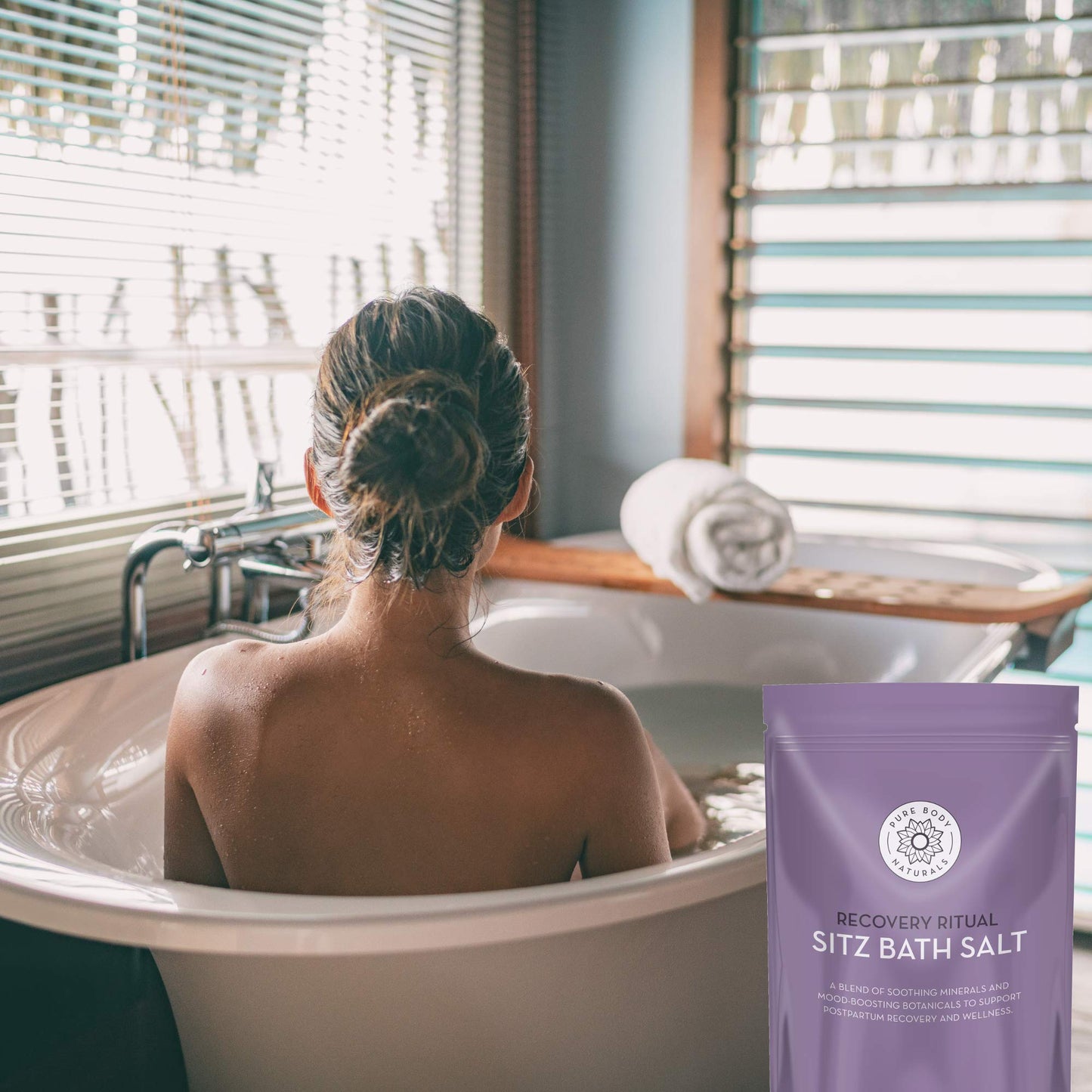 Pure Body Naturals Sitz Bath Salt - Postpartum Care and Hemorrhoid Comfort - Natural Soak for Self Care and Hemorrhoid, Post Partum Essentials, 32 Oz