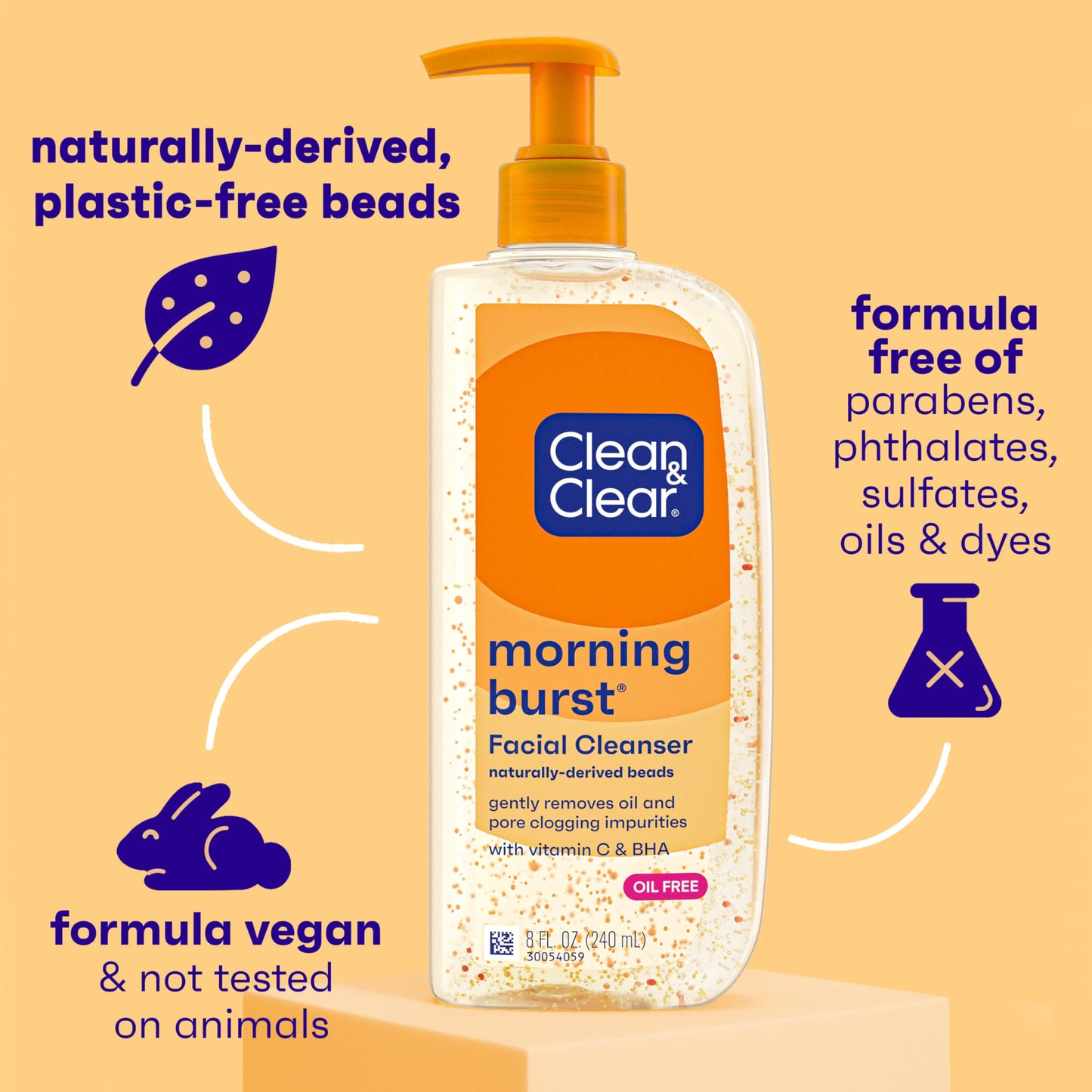 Clean & Clear Morning Burst Oil-Free Facial Cleanser with Brightening Vitamin C, Ginseng, and Gentle Daily Brightening Face Wash for All Skin Types