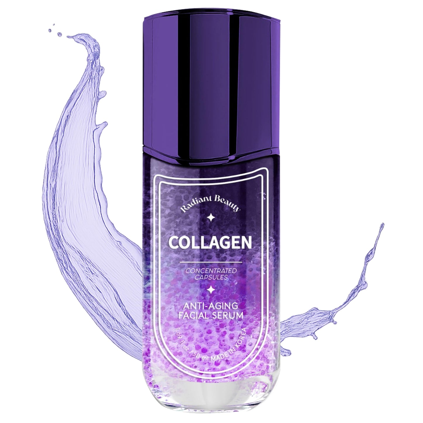 Radiant Beauty Collagen Anti-Aging Facial Serum - Deeply Moisturizing & Smoothing, Diminishes Dark Spots & Wrinkles - Dermatologist Tested, Korean