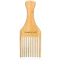 GranNaturals Wooden Comb & Hair Pick - Natural Wood Volumizing & Styling Tool for Thick, Coarse, Curly Hair - Non-Static Comb for Afro & Beard - Long