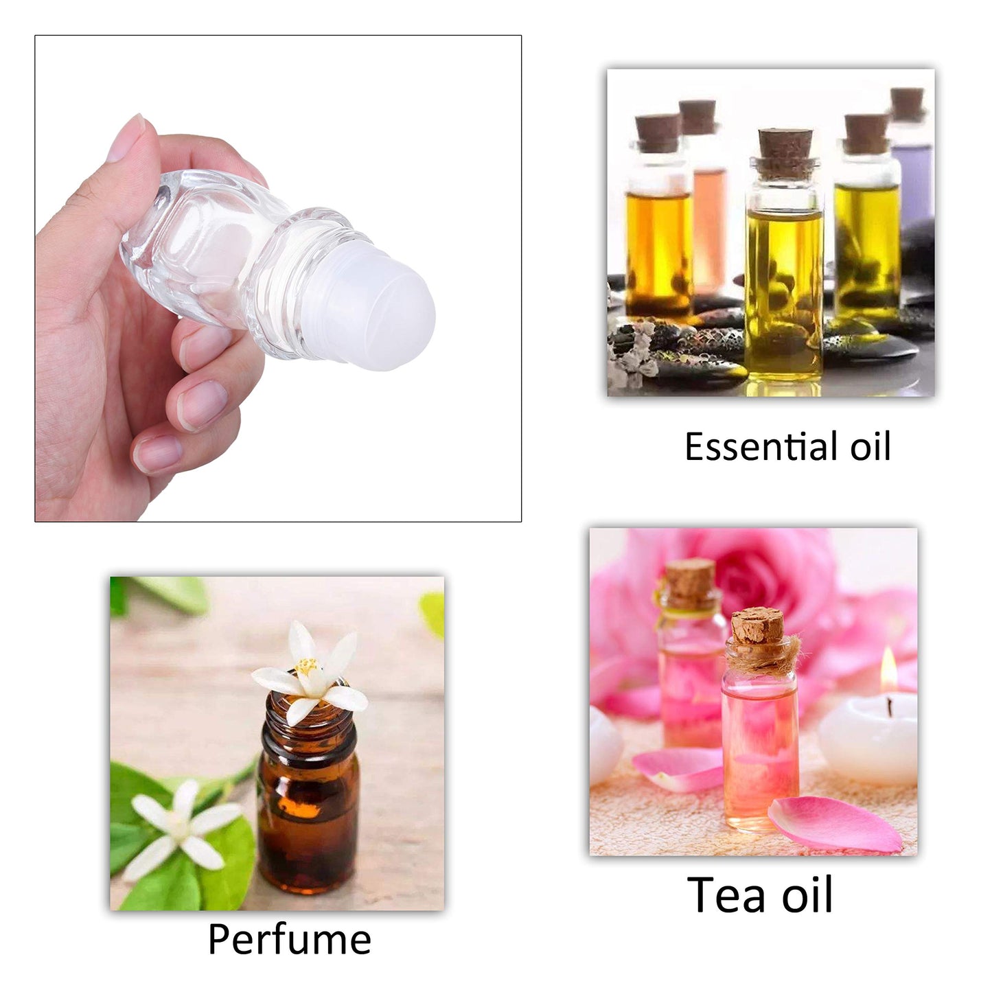 2 Pack Deodorant Glass Rollers - Empty Rollerball Bottles, Roll on Bottles for Oils, Sunscreen Roller Applicator, Essential Oil Roller Bottles