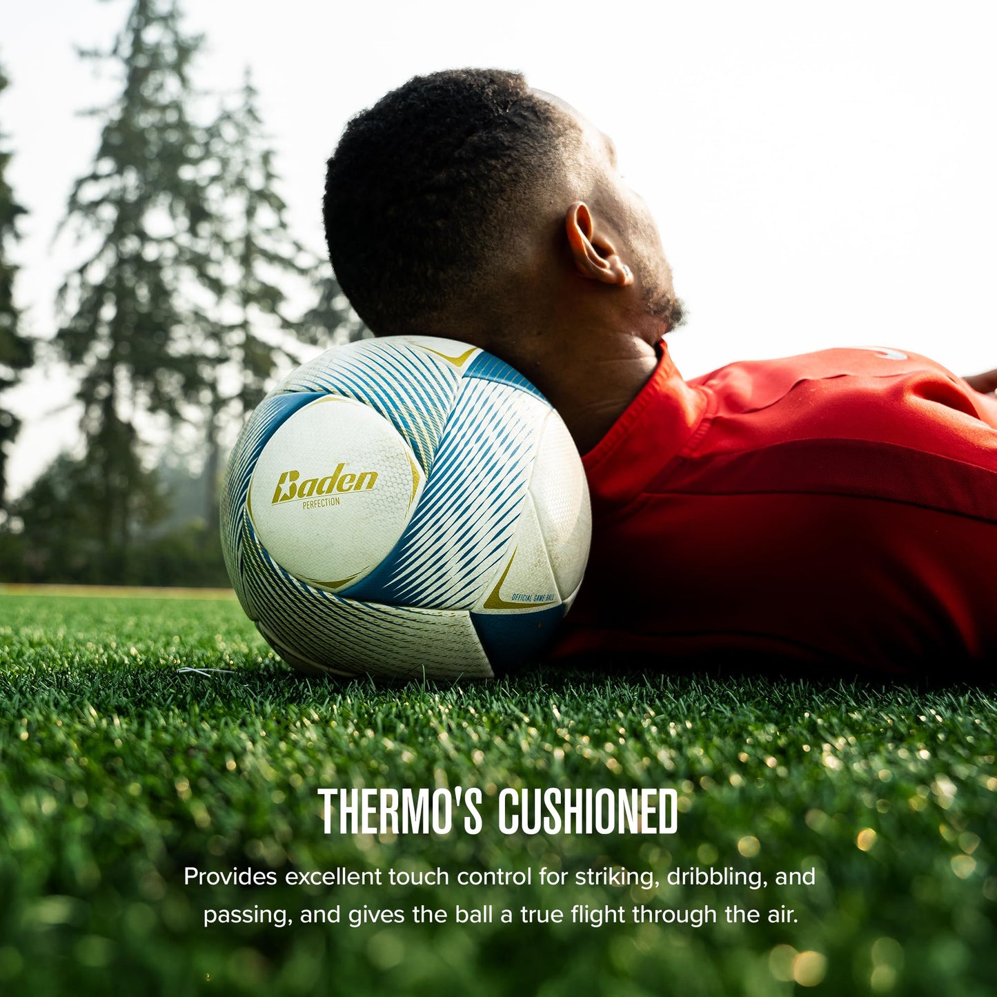 Baden Perfection Thermo Soccer Ball, Official Size 5 Seamless Thermal-Bonded, NFHS Approved
